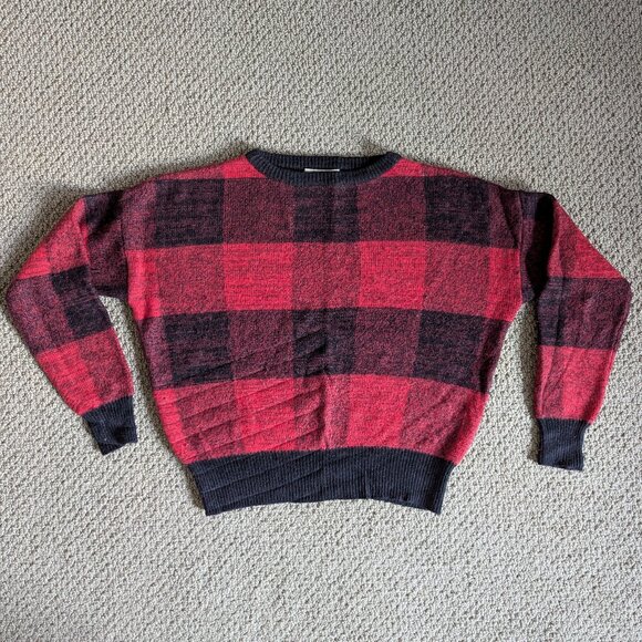 TNA Black & Red Plaid Sweater – with Cashmere & Angora Blend, XXS (fits like S) - Picture 1 of 6